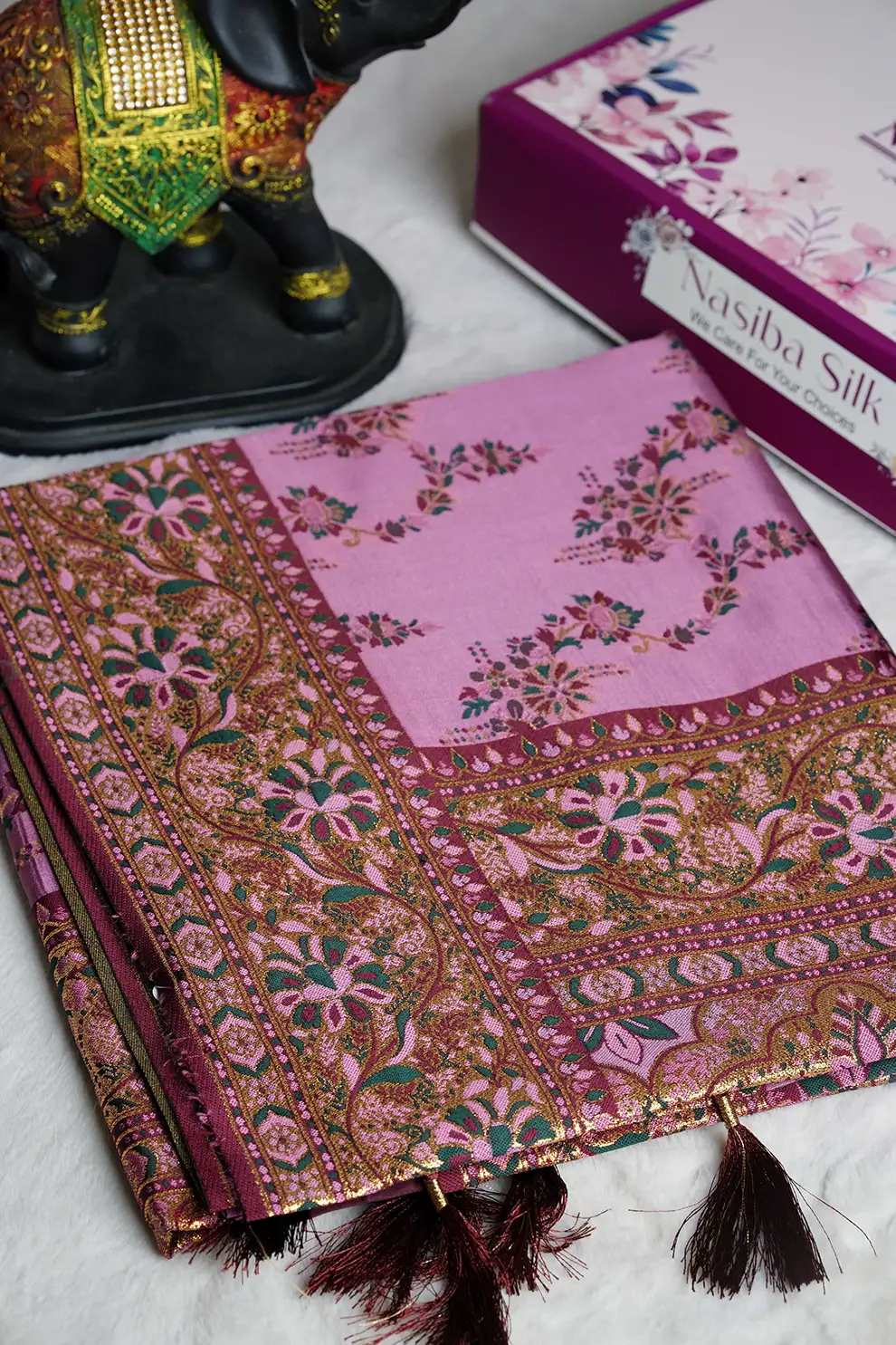 Pink Kani Silk Party Katan Saree
